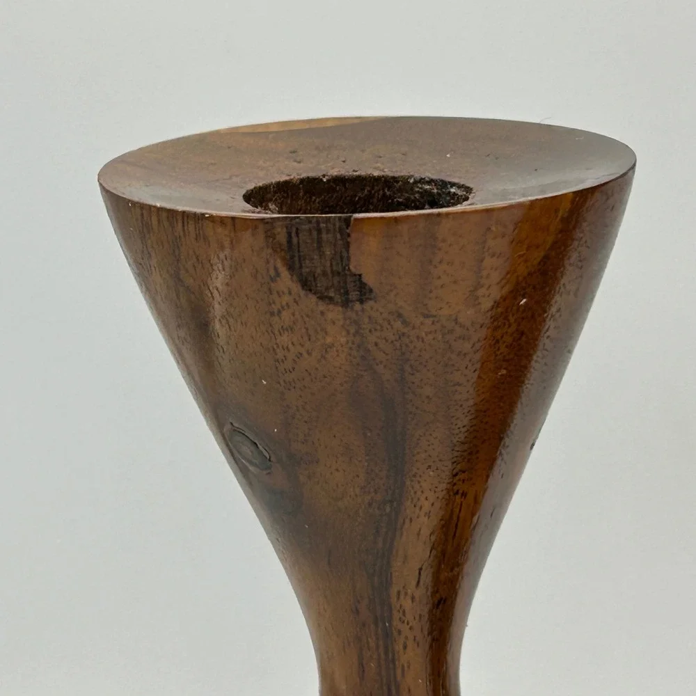 Vintage MCM Rude Osolnik Walnut Hourglass Candlesticks Graduated Set of 4 Modern